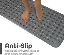 Divchi Shower Bath Mat Non Slip Anti Mould & Mildew With Strong Suction Cups Grip And Drain Holes Grey 40X100Cm - thumbnail 3