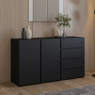 Arte Visby Sideboard Cabinet 138 Cm In Black - Bold Sideboard With Hidden Storage And Sleek Drawers - image 1