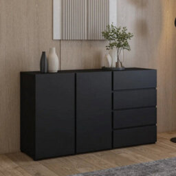 Arte Visby Sideboard Cabinet 138 Cm In Black - Bold Sideboard With Hidden Storage And Sleek Drawers - thumbnail 1