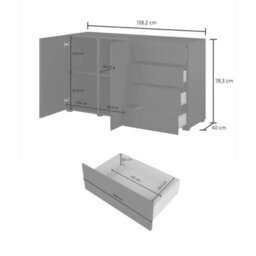 Arte Visby Sideboard Cabinet 138 Cm In Black - Bold Sideboard With Hidden Storage And Sleek Drawers - thumbnail 6