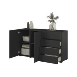 Arte Visby Sideboard Cabinet 138 Cm In Black - Bold Sideboard With Hidden Storage And Sleek Drawers - thumbnail 3