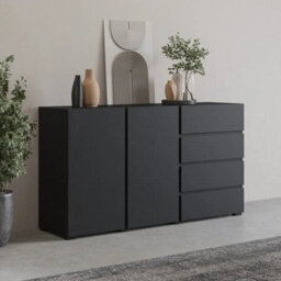 Arte Visby Sideboard Cabinet 138 Cm In Black - Bold Sideboard With Hidden Storage And Sleek Drawers - thumbnail 4