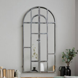 Mirroroutlet Kirkby Metal Arch Shaped Decorative Window Opening Garden Mirror 100Cm X 50Cm - thumbnail 1