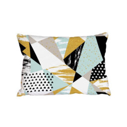 Andrew Lee Cushions - Gold Blue And Black Shapes (Cushion) / 45Cm X 30Cm