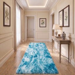 Oxford Homeware Shaggy Rug Anti-Slip Washable Soft Fluffy Living Room And Bedroom Rug (Mottled Teal, 80X150Cm) - thumbnail 6