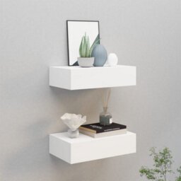 Berkfield Wall-Mounted Drawer Shelves 2 Pcs White 40X23.5X10 Cm Mdf - thumbnail 1