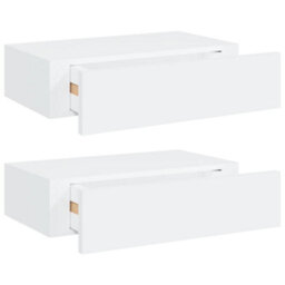 Berkfield Wall-Mounted Drawer Shelves 2 Pcs White 40X23.5X10 Cm Mdf - thumbnail 4