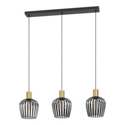 Eglo Empoli Black & Brushed Brass 3 Pendant Light Wbs - thumbnail 3