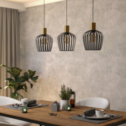 Eglo Empoli Black & Brushed Brass 3 Pendant Light Wbs - thumbnail 2