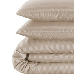 Ameha Stripe Duvet Set With Pillowcase Reversible Bedding & Soft Microfiber Cover Beige Super King Size 260X220Cm - thumbnail 5