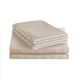 Ameha Stripe Duvet Set With Pillowcase Reversible Bedding & Soft Microfiber Cover Beige Super King Size 260X220Cm - thumbnail 6