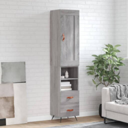 Berkfield Highboard Grey Sonoma 34.5X34X180 Cm Engineered Wood - thumbnail 1