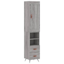 Berkfield Highboard Grey Sonoma 34.5X34X180 Cm Engineered Wood - thumbnail 2