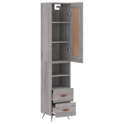 Berkfield Highboard Grey Sonoma 34.5X34X180 Cm Engineered Wood - thumbnail 4