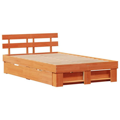 Berkfield Modern With Headboard Wax Brown 120 X 200 Cm Solid Pine Wood - image 1
