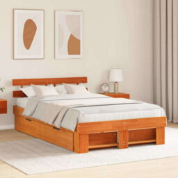 Berkfield Modern With Headboard Wax Brown 120 X 200 Cm Solid Pine Wood - thumbnail 2