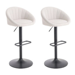 Darphe Set Of 2 Beige Modern Height Adjustable Swivel Bar Stools