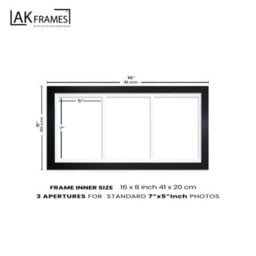 AK Frames 16X8 Silver Modern Multi Photo Frame With White Mount - Holds 3 Apertures (3X) 7X5 Photos - thumbnail 4