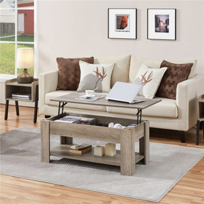 Yaheetech Lift Top Coffee Table With Hidden Compartment And Open Shelf Grey - image 1