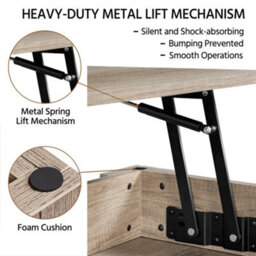 Yaheetech Lift Top Coffee Table With Hidden Compartment And Open Shelf Grey - thumbnail 5
