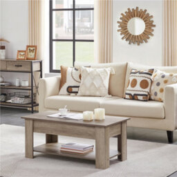 Yaheetech Lift Top Coffee Table With Hidden Compartment And Open Shelf Grey - thumbnail 2