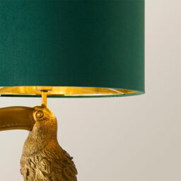 Valuelights Tuki Toucan Green Velvet With Gold Shade Bronze Table Lamp - thumbnail 4