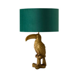 Valuelights Tuki Toucan Green Velvet With Gold Shade Bronze Table Lamp - thumbnail 6