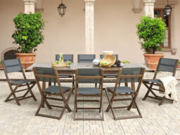 Beliani Extending Garden Dining Table Cesana 180/240 Cm 100 Cm Acacia Wood Dark Brown - thumbnail 2