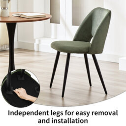 Longtoo Set Of 4 Dining Chairs, Velvet Upholstery, Separate Legs, Army Green - thumbnail 6
