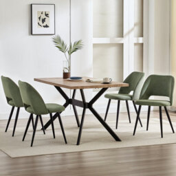 Longtoo Set Of 4 Dining Chairs, Velvet Upholstery, Separate Legs, Army Green