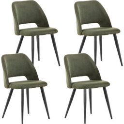 Longtoo Set Of 4 Dining Chairs, Velvet Upholstery, Separate Legs, Army Green - thumbnail 2