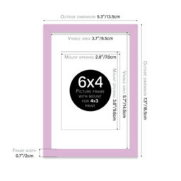 "6X4"" Lilac Frame With Mount For 4X3"" Pictures 20mm Slim Edge Portrait And Landscape Display With Wall Hooks And Kickstand" - thumbnail 2