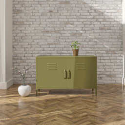 Dorel Bradford Metal Cabinet With 2 Doors Wide Olive Green - thumbnail 2