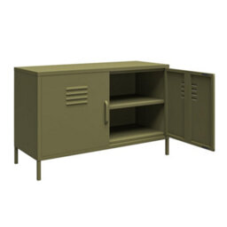 Dorel Bradford Metal Cabinet With 2 Doors Wide Olive Green - thumbnail 6