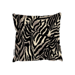 Andrew Lee Cushions - Zebra Gold And Black Animal Print (Cushion) / 60Cm X 60Cm
