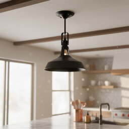 Ledsone Vintage Ceiling & Wall Light, 30Cm Barn Metal Shade With Adjustable Swivel Head, Matte Black E27 Flush Mount Fixture - thumbnail 2