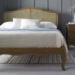 French Country Antique Loire Rattan Oak Bed Frame - Lfe - Super King Size 6Ft Bed Frame Only