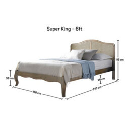 French Country Antique Loire Rattan Oak Bed Frame - Lfe - Super King Size 6Ft Bed Frame Only - thumbnail 5