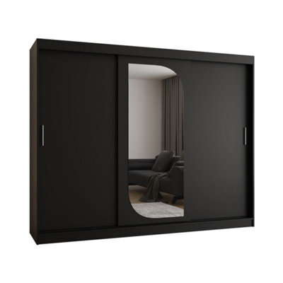Arte Sophisticated Ebony Black Lucy Sliding Door Wardrobe 2500mm X 2000mm X 620mm - A Bold Statement In Storage - image 1