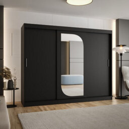 Arte Sophisticated Ebony Black Lucy Sliding Door Wardrobe 2500mm X 2000mm X 620mm - A Bold Statement In Storage - thumbnail 2