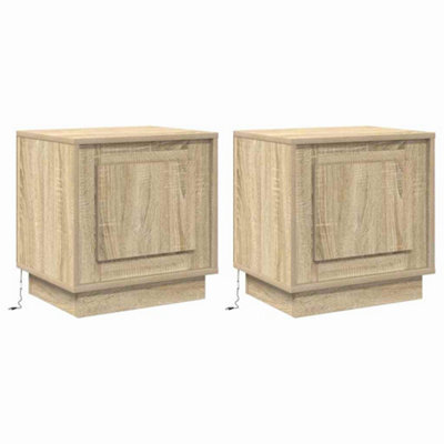 Berkfield Modern Bedside Cabinets With Led Lights 2 Pcs Sonoma Oak 44X34,5X45 Cm - image 1