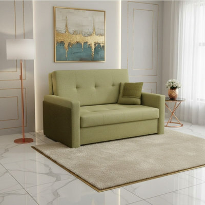 Viva Mel Ii Compact 2 Seater Sofa Bed With Storage And Removable Cushions 196Cm X 110Cm Olive - image 1