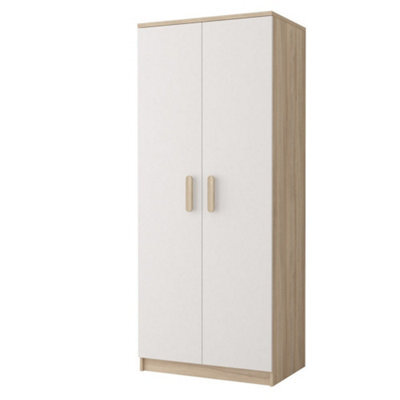 Arte Smyk Iii 06 White Front Oak Sonoma Carcass Hinged Wardrobe 800mm H1930mm D500mm With Elegant Oak Sonoma Handles - image 1