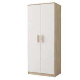 Arte Smyk Iii 06 White Front Oak Sonoma Carcass Hinged Wardrobe 800mm H1930mm D500mm With Elegant Oak Sonoma Handles - thumbnail 1