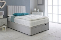 Adore Designs Portland Plush Velvet Ottoman Storage Bed, With Pillow Top Mattress - 6Ft Super King - Silver