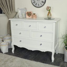 Melody Maison White Bedroom Furniture Large Chest Of Drawers, Dressing Table Set & Pair Of Bedside Tables - Victoria Range - thumbnail 5