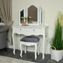 Melody Maison White Bedroom Furniture Large Chest Of Drawers, Dressing Table Set & Pair Of Bedside Tables - Victoria Range - thumbnail 3