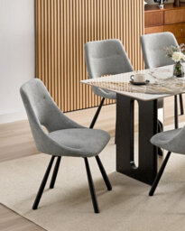 Longtoo Dining Chairs Set Of 2, 360 Degrees Swivel Kitchen Chairs, Ergonomic Upholstered Chair With Metal Legs, Grey - thumbnail 8