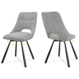 Longtoo Dining Chairs Set Of 2, 360 Degrees Swivel Kitchen Chairs, Ergonomic Upholstered Chair With Metal Legs, Grey - thumbnail 1