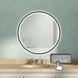 AVER-GROWTH 60Cm Black Led Bathroom Mirror With 3 Clour Lights Bluetooth Speaker Clock Illuminated Mirror - thumbnail 6